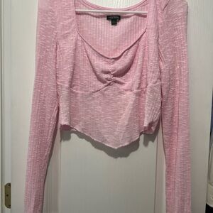 Wild Fable Pink Long Sleeve Crop Top